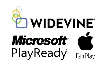 Widevine, MS Playready, Apple FairPlay logo